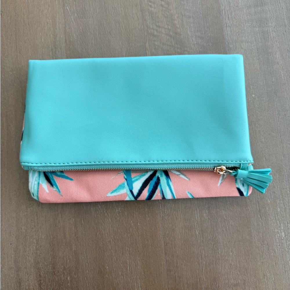 Rachel Pally Floral Teal and Pink Clutch
